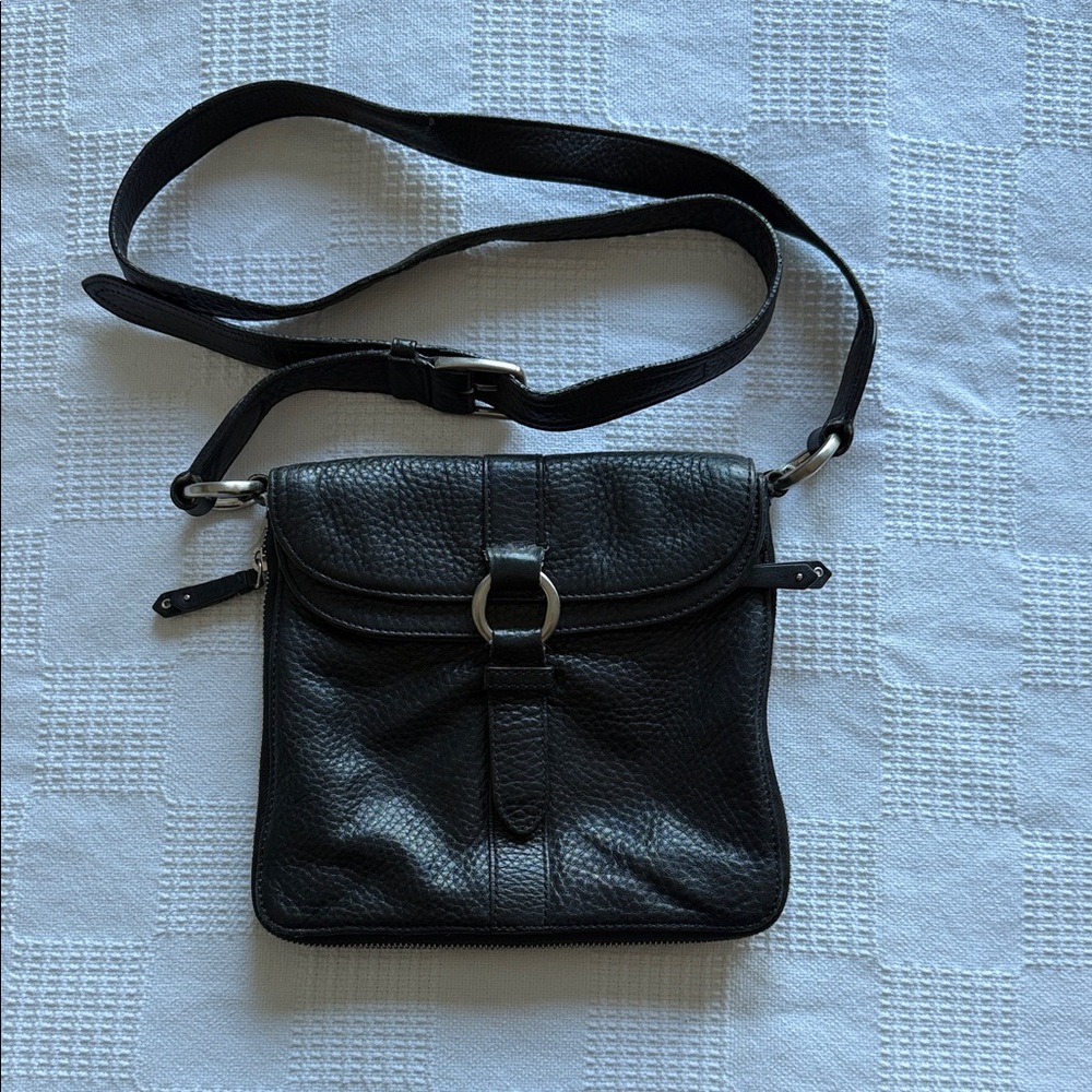 Cole Haan Black Leather Messenger Bag